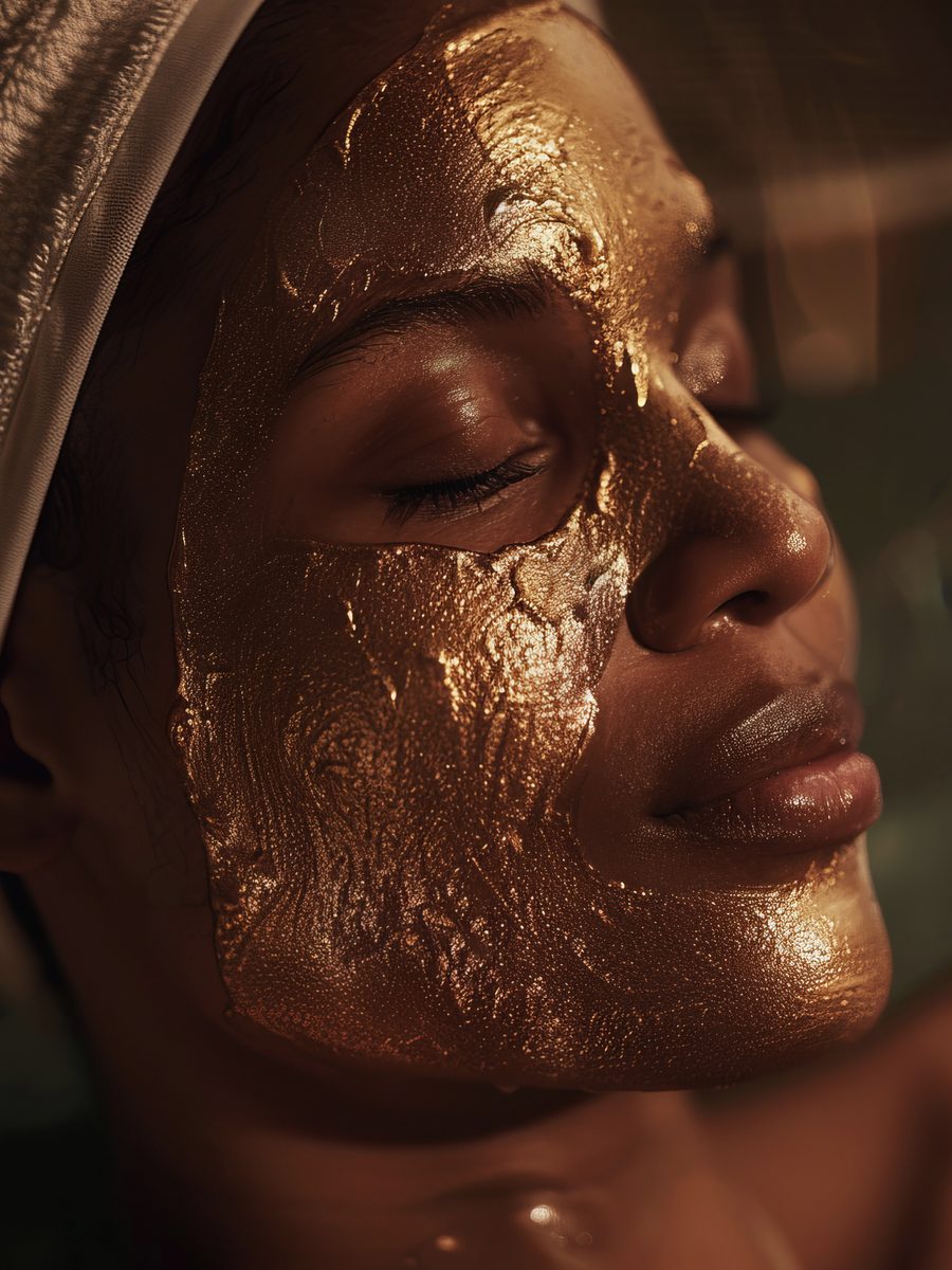 Gold facial mask from IQ's existing beauty imagery
